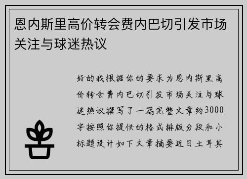 恩内斯里高价转会费内巴切引发市场关注与球迷热议