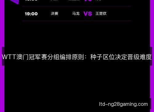 WTT澳门冠军赛分组编排原则:种子区位决定晋级难度 WTT澳门冠军赛分组编排原则:种子区位决定晋级难度